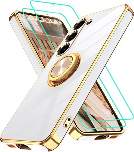 Vista 96 de Funda para Motorola Moto G 5G 2024: Funda Moto G Play 5G 2024 con 2 piezas de protectores de pantalla, soporte de anillo de rotación de 360°