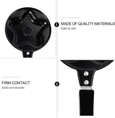 Vista 4 de BESTonZON 2 piezas de estilo sartén antiadherente para hacer huevo, tortilla, estrella, multiusos, panqueques, hierro, forma de cocina, mini huevos