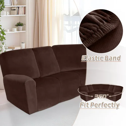 Vista 332 de Arfntevss Fundas de sofá seccional reclinable de terciopelo, Funda de sofá seccional de esquina para sofá reclinable, Funda elástica suave