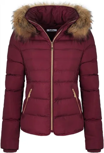 Vista 3 de BodiLove Women's Fur Hooded Puffer Jacket With Zipper Fleece Lining