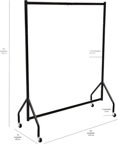 Vista 7 de Amazon Basics Perchero enrollable resistente, para ropa colgante, organizador y almacenamiento, 1,21 x 1,52 m - Negro