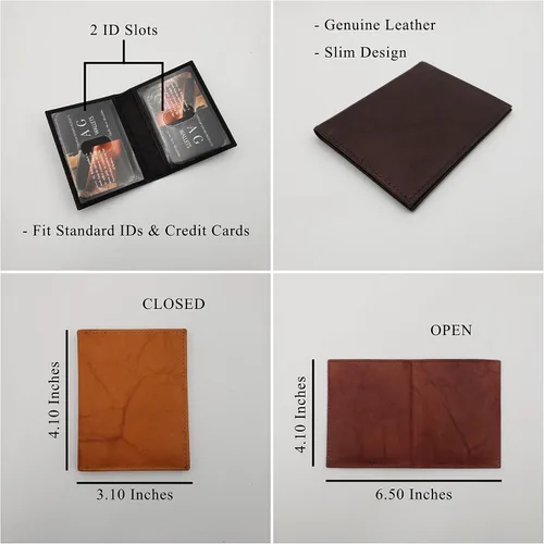 Vista 3 de AG Wallets Soporte de licencia plegable de cuero para 2 identificaciones, Negro -, Tarjetero e identificación