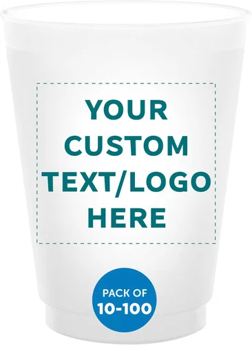 Vista 15 de Vasos de plástico esmerilado personalizados para estadios, paquete de 100, texto promocional, logotipo, 16 onzas, vasos de fiesta reutilizables