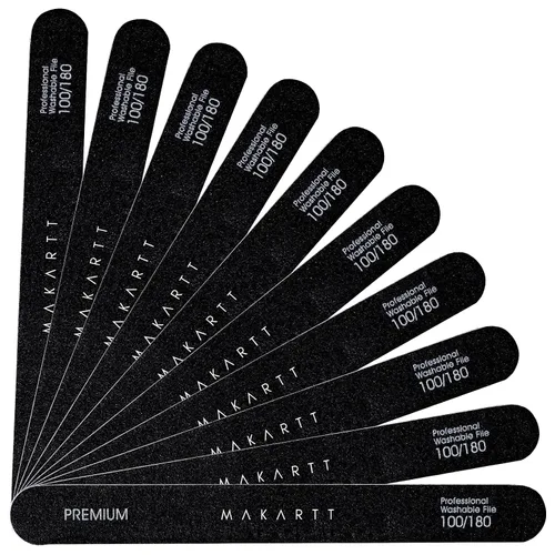 Vista 11 de Makartt Lima de uñas, tablas de esmeril de grano 100/180 para uñas, kit profesional de limas de doble cara lavables para lima de uñas media y suave