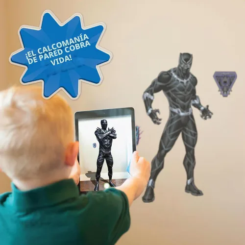 Vista 4 de Wall Palz Marvel Black Panther Calcomanía de Pared - 29" Realidad Aumentada Black Panther Decoración de Dormitorio Despegar y Pegar Calcomanías