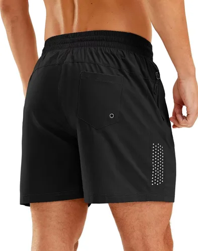 Vista 2 de Viodia Traje de baño para hombre de 5 pulgadas con bolsillos con cremallera, pantalones cortos de playa de secado rápido para hombre, traje de baño