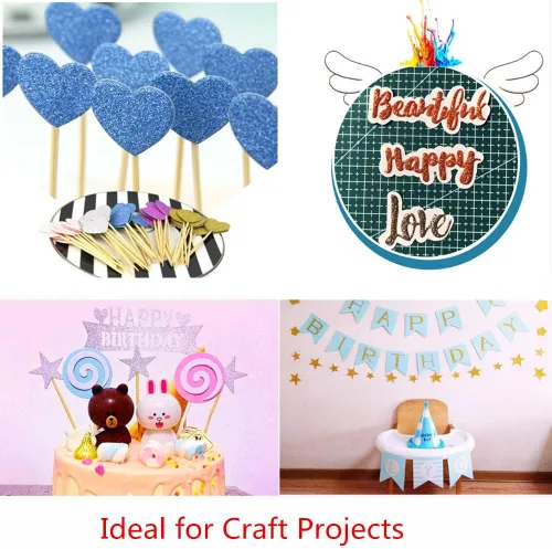 Vista 3 de Baisunt 20 hojas de papel de cartulina con purpurina negra para proyectos de arte DIY, álbum de recortes, decoración de cumpleaños y bodas 250GSM