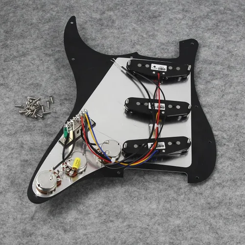 Vista 2 de FLEOR Golpeador precableado con pastillas Alnico 5, 3 bobinas simples, para guitarra eléctrica cargada - Negro
