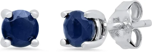 Vista 7 de Aretes redondos de plata de ley 925 para mujer, piedra natal de 0.197 in con parte trasera de empuje MAX + STONE Amatista