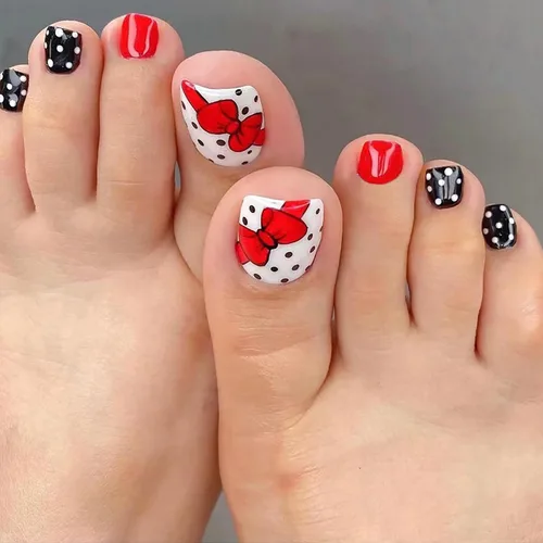 Vista 15 de Uñas postizas acrílicas artificiales negras para los dedos de los pies, ataúd a presión con diseños de flores blancas, uñas postizas reutilizables