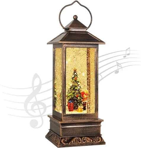 Vista 14 de Linterna de globo de nieve de Navidad, linterna musical de globo de nieve, linterna de mesa de Navidad, luz de villancico, linternas de agua
