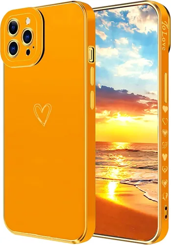 Vista 15 de Funda compatible con iPhone 13 Pro con forma de corazón para mujeres y niñas, diseño estético, delgado, delgado, a prueba de golpes, funda