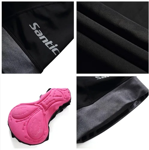 Vista 5 de Santic - Pantalones cortos de ciclismo para mujer con acolchado de gel 4D