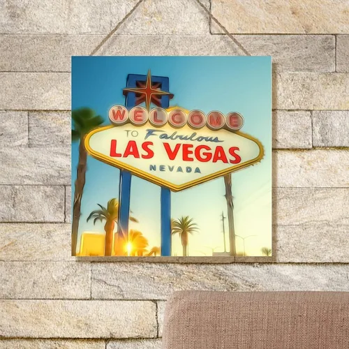 Vista 3 de Letrero de madera de USA City Casino Las Vegas, letrero decorativo de madera del estado de Nevada, regalo para viajeros, amigos, letrero colgante