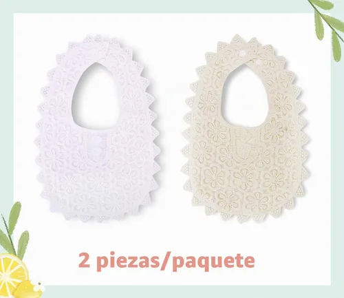 Vista 5 de Babero de bebé para niñas, babero de encaje suave para bebés de 0 a 12 meses, paquete de 2