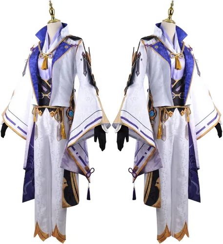 Vista 6 de Game Genshin Impact Kamisato Ayato - Disfraz de cosplay con accesorio, uniforme de anime, traje de Halloween