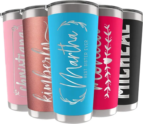 Vista 26 de Vasos personalizados, vaso de acero inoxidable de 20 onzas con tapa 13 diseños diferentes Tazas personalizadas de doble pared aisladas para café