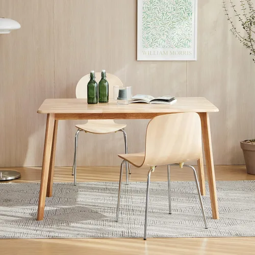 Vista 4 de Livinia Canberra 47.2" Mesa de comedor rectangular de madera/Mesa de cocina de roble malayo moderno de mediados de siglo (roble natural) Solo mesa
