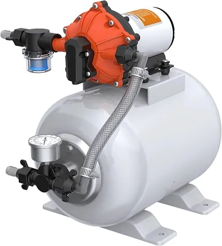 Vista 12 de SEAFLO Bomba de agua marina 12 V CC 60 PSI 5,5 GPM Sistema de tanque acumulador de 2 galones Sistema de aumento de presión del acumulador para un
