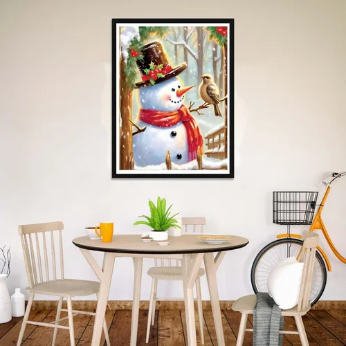 Vista 2 de Wergund - Kits de arte de diamantes de imitación, muñeco de nieve de Navidad, kits de pintura de diamantes para adultos y niños, bordado