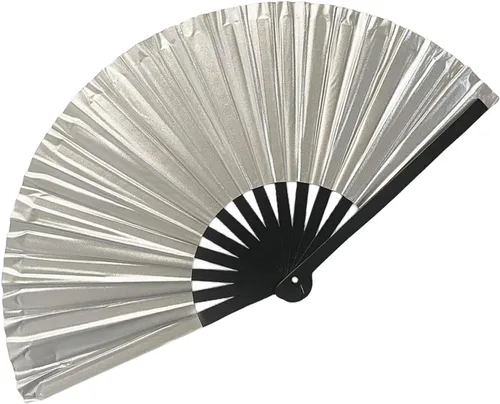 Vista 11 de Ventilador de mano plegable grande para hombres y mujeres, ventilador holográfico para mujeres, fiesta de baile, festivales, Halloween, EDM