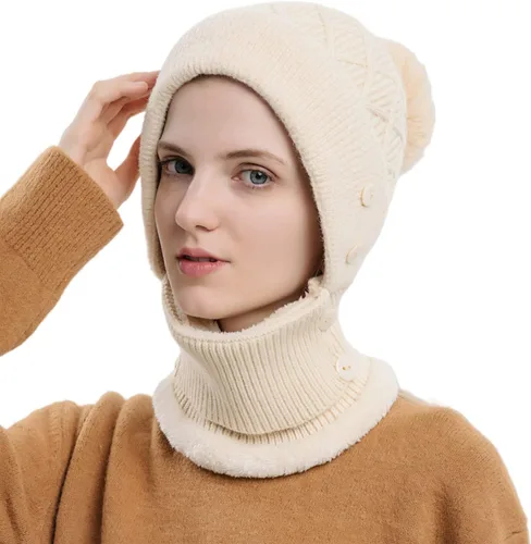 Vista 3 de Pasamontañas para mujer, visera de una sola pieza, gorro de cráneo, bufanda de cuello, bufanda de esquí, nieve, invierno, gorro de forro polar