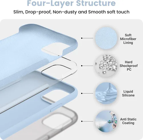 Vista 2 de Funda compatible con iPhone 11, silicona [forro de microfibra suave antiarañazos] [delgada a prueba de golpes] Funda mejorada para teléfono 11
