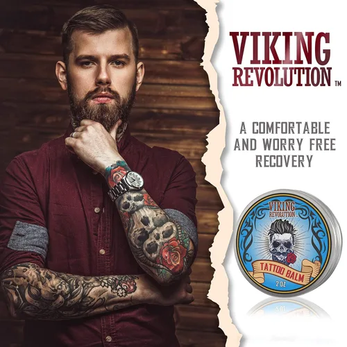 Vista 7 de Viking Revolution Bálsamo para el cuidado del tatuaje para antes, durante y después del tatuaje, crema hidratante natural para el cuidado posterior
