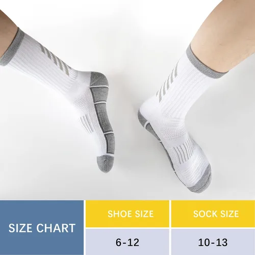 Vista 3 de COOVAN Calcetines deportivos para hombre que absorben la humedad, calcetines de trabajo acolchados resistentes con talón y punta reforzados (6 pares)