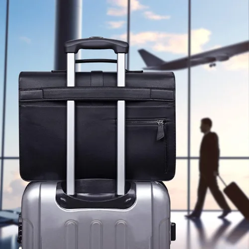 Vista 4 de ESTARER Portafolio de cuero para hombres de 15.6 pulgadas, bolsa para computadora portátil para oficina/negocios/viajes, bolsa de hombro grande
