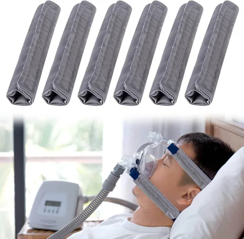 Vista 9 de Paquete de 6 fundas de correa CPAP de satén suaves, cojines de máscara CPAP, cojines de correa CPAP transpirables, protector de cabello CPAP