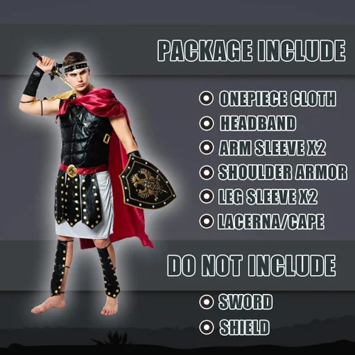 Vista 7 de ReneeCho Disfraz de gladiador romano para hombre disfraz de Halloween para adultos soldado guerrero armadura espartana