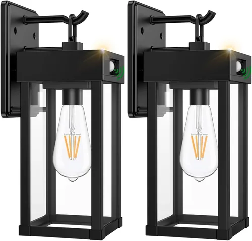 Vista 8 de Auzev Lámparas solares de pared para exteriores, farol solar exterior con panel transparente, sensor de movimiento, 3 modos de iluminación, aplique
