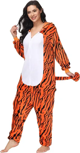 Vista 2 de Petrella Pijama de forro polar de animal para mujer, disfraz de una pieza para Navidad, Halloween, cosplay