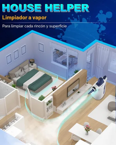 Vista 5 de Limpiador de vapor a presión de mano con juego de accesorios de 11 piezas, vaporizador multisuperficie para limpieza, limpiador de vapor natural