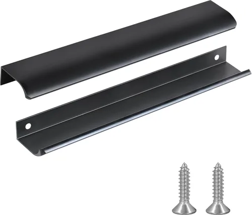 Vista 13 de JOOJA Juego de 10 tiradores con borde de dedo de estilo moderno para muebles y cajones, tiradores ocultos para gabinetes y cocina, perillas, negro