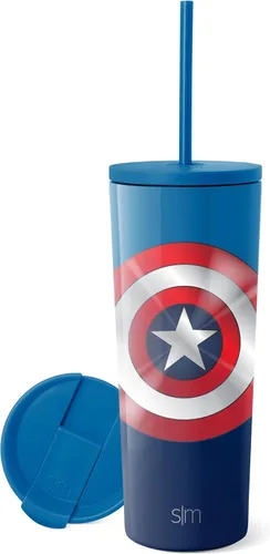 Vista 9 de Simple Modern - Vaso aislado con tapa abatible y tapa con pajilla de Los Vengadores de Marvel, botella de agua reutilizable de acero inoxidable