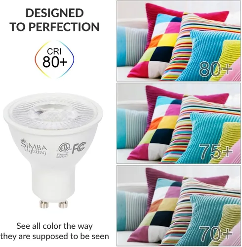 Vista 6 de Simba Lighting Bombilla LED GU10 de 5 W con certificación ETL regulable (paquete de 6) halógena de 50 W de repuesto MR16 forma para acento 2700K