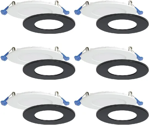 Vista 7 de Nadair Paquete de 12 luces LED empotrables ultra delgadas de 4 pulgadas, 9 W, 750 lúmenes, 3000 K (blanco cálido), ribete blanco y negro incluido