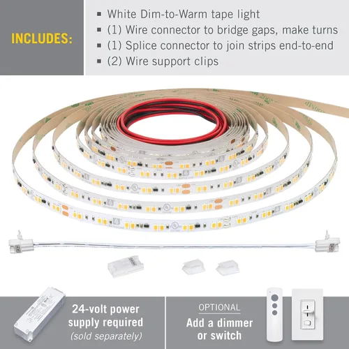 Vista 2 de Armacost Lighting RibbonFlex Pro 185250 - Cinta de luz LED blanca de 24 V, atenuada a cálida, 32 pies (32.8 ft)