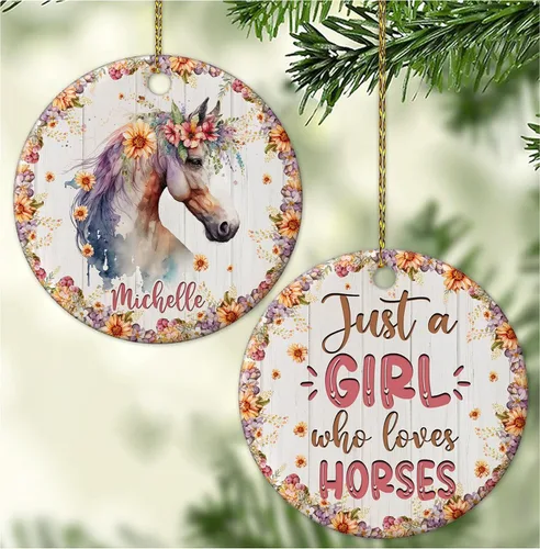 Vista 13 de Hyturtle Adorno de Navidad personalizado para los amantes de los osos, adorno de cerámica con nombre personalizado de Just A Girl Who Loves Bears