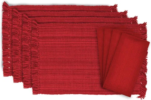 Vista 26 de DII - Colección de mesa jaspeado, juego de manteles individuales, 3x19 pulgadas, albaricoque, 6 piezas
