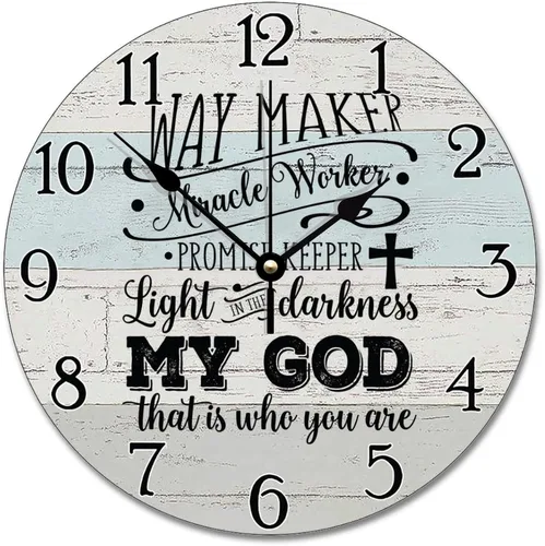 Vista 9 de Trust in the Lord With All Your Heart - Reloj de pared con versículo bíblico – Arte de cita religiosa de madera cristiana inspiradora – Madera