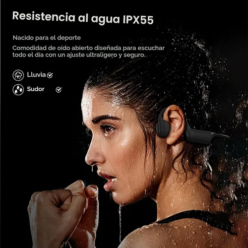Vista 3 de Auriculares de conducción ósea, auriculares deportivos inalámbricos Bluetooth de oreja abierta con micrófono, carga rápida tipo C, batería de larga