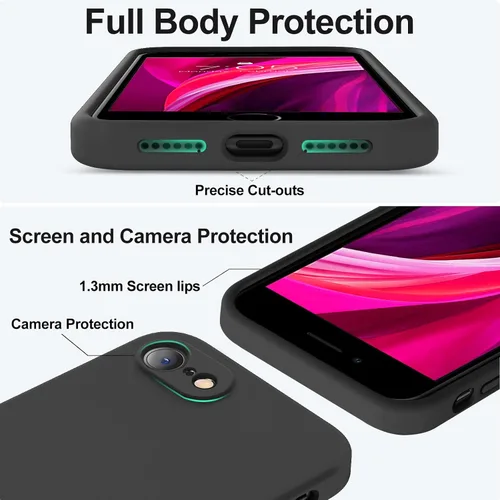Vista 4 de Vooii Funda para iPhone SE 2022/3rd/2020, iPhone 8/7, silicona líquida mejorada con [bordes planos] [protección de cámara]