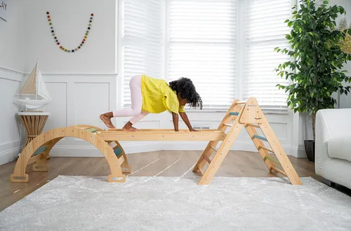 Vista 2 de Avenlur Hazel - Juego de triángulos Pikler 5 en 1, juguetes de escalada para interiores Montessori Climbing Set & Indoor Playground: Triangle