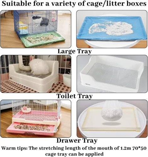 Vista 7 de BNOSDM 100 piezas desechables para jaula de conejo, de plástico, para conejillos de indias, ropa de cama, bolsas de arena para hámster, película