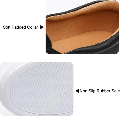 Vista 4 de VOCNTVY Mocasines cómodos y casuales de cuero acolchado para mujer