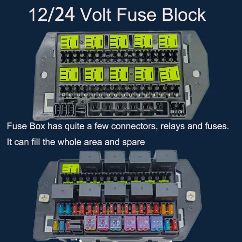 Vista 6 de Bloque de Fusibles de Relé 12V24V con 10 Paquetes de Relés de 5 Pines 30A, Ranuras para 40 Fusibles ATC/ATO, Sistema de Caja Controladora de Relé