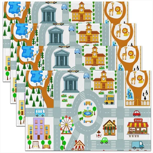 Vista 7 de Juego de 4 manteles individuales de aprendizaje educativo para niños, de 12 x 18 pulgadas, con números del alfabeto ABC, juego de 4 manteles
